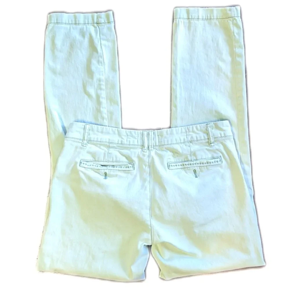 Pilcro and the Letterpress light mint green slim leg distressed pants 27